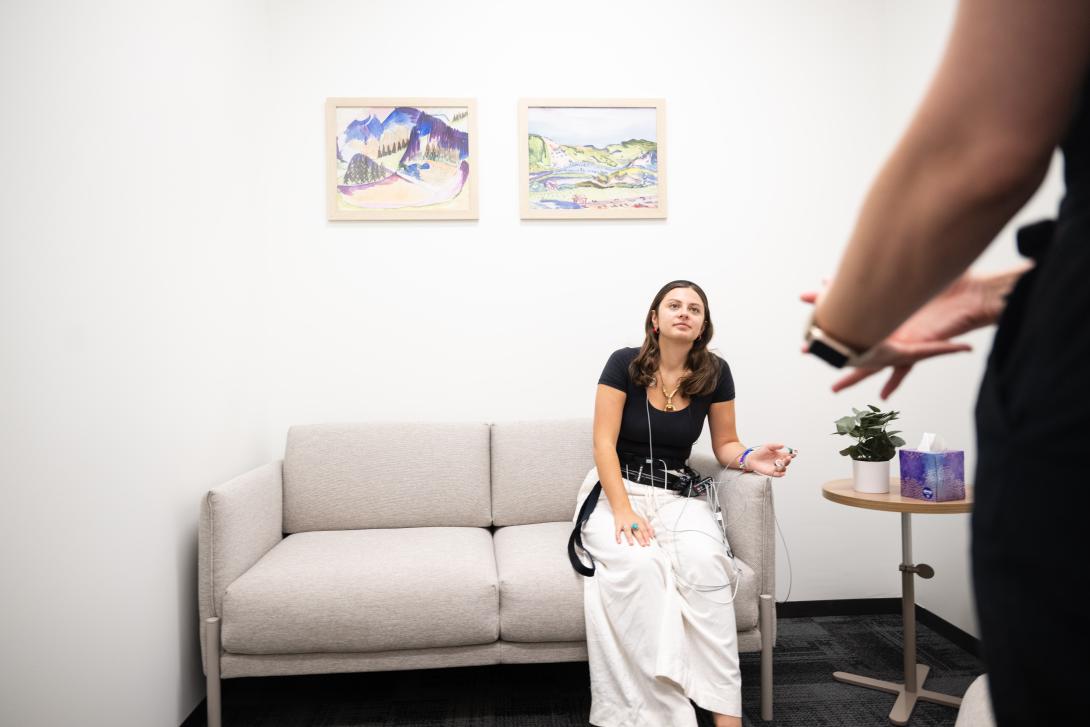 Cate Coffino in Sarah Borowski's lab at Lehigh University.